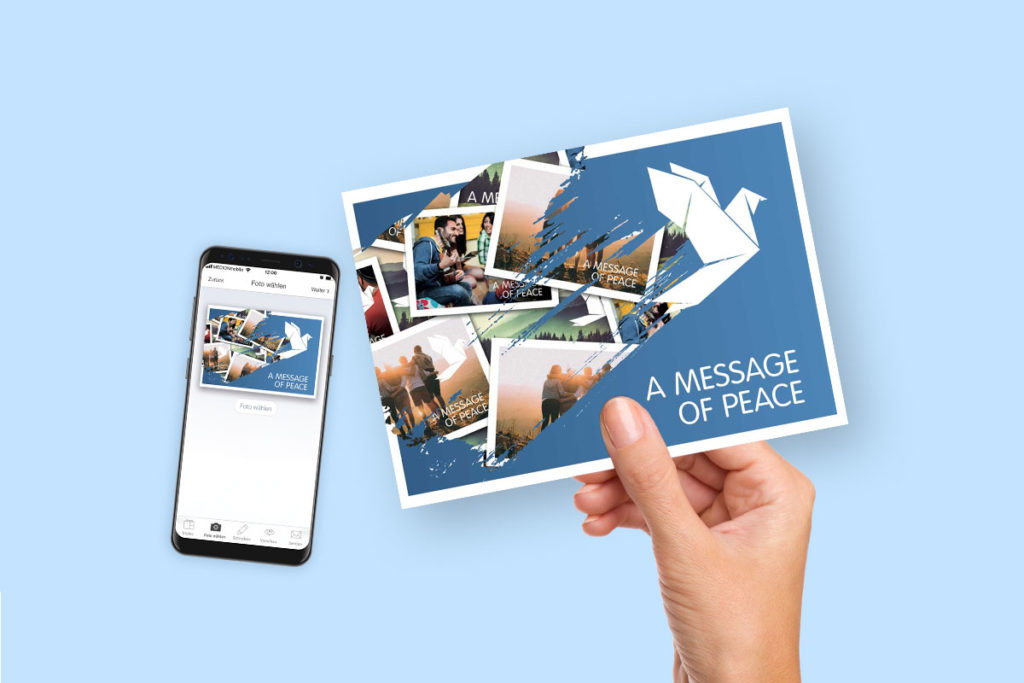 #Sleepforpeace campaign for World Peace Day – MyPostcard supports Hostelling International Postkarte, Hand, Smartphone