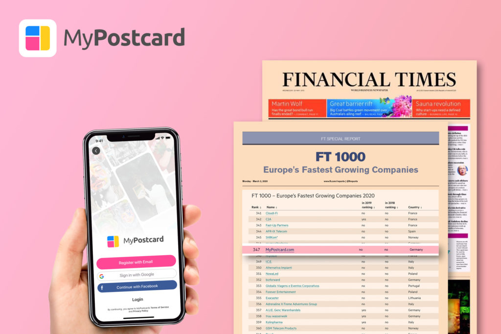MyPostcard auf Platz 347 der FT 1000 – Europas am schnellsten wachsende Unternehmen Hand Handy Zeitung