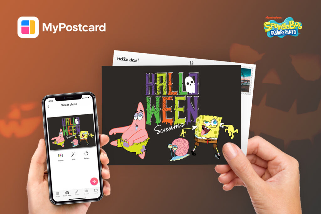 MyPostcard launches collaboration with Nickelodeon postcard spongebob halloween