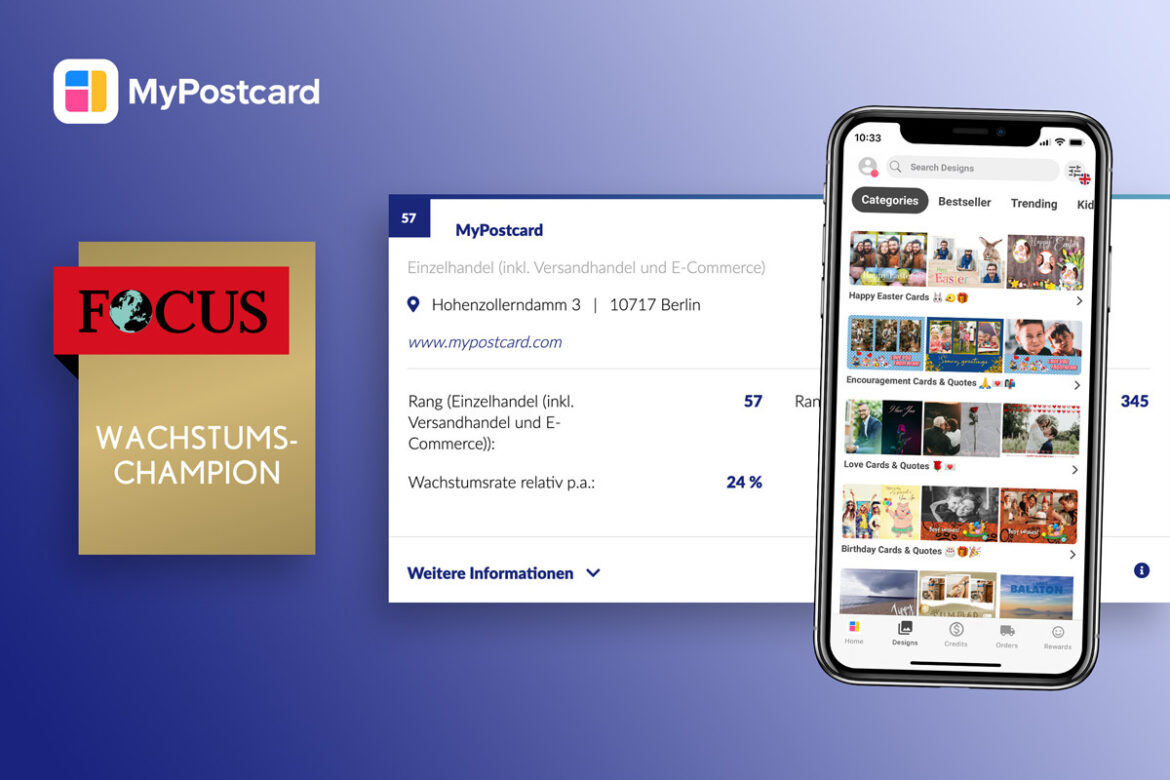 MyPostcard is honored as a ‘Growth Champion’ by Focus and Statista for the third time in a row